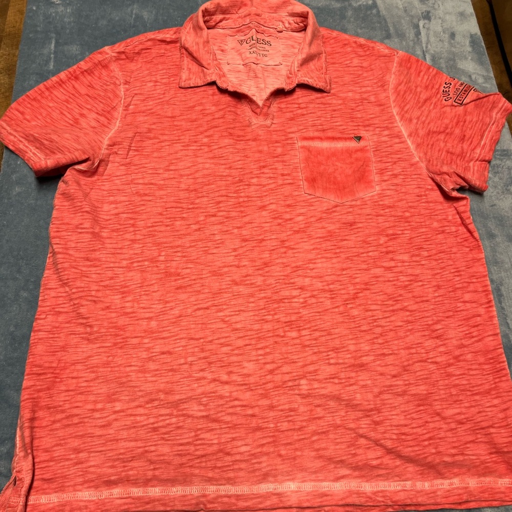 Guess Men's Vibrant Red Polo Shirt XXL